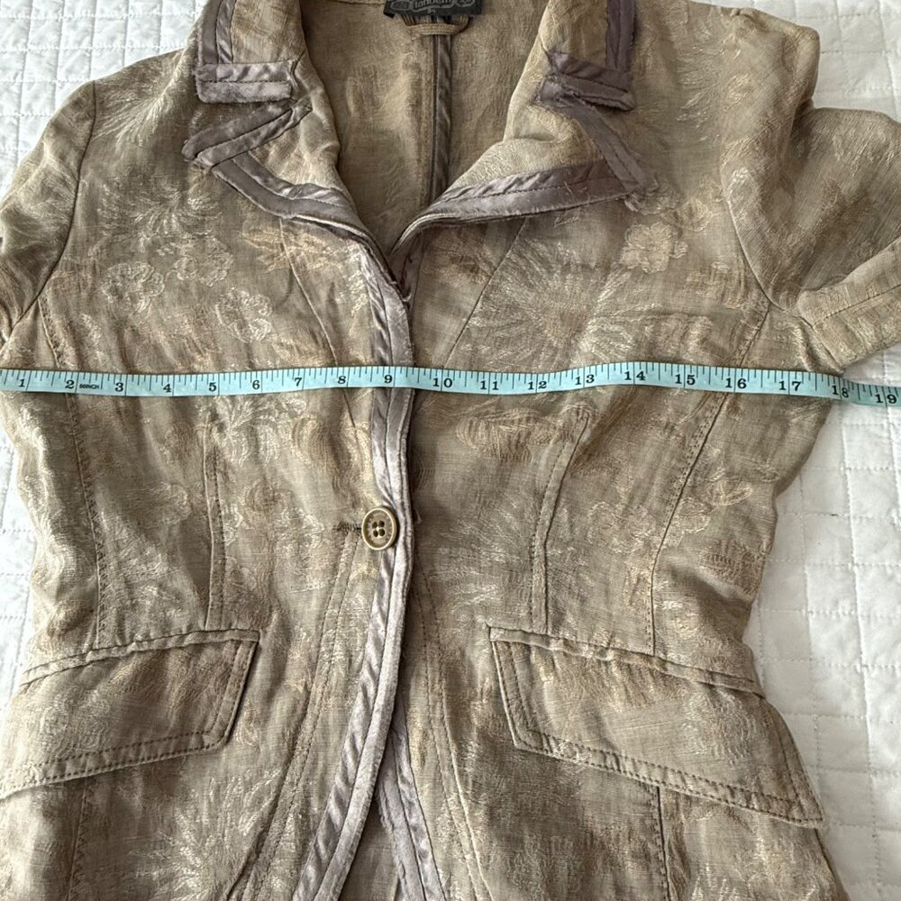 Tandem Womens Beige Floral Patterned Linen-Blend Blazer Jacket Size 34 - Picture 11 of 13